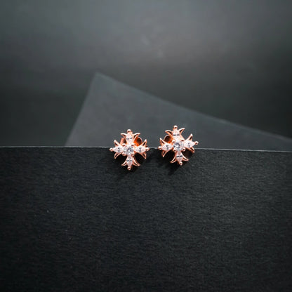 Rose Gold Crystal Floral Pendant Necklace Set