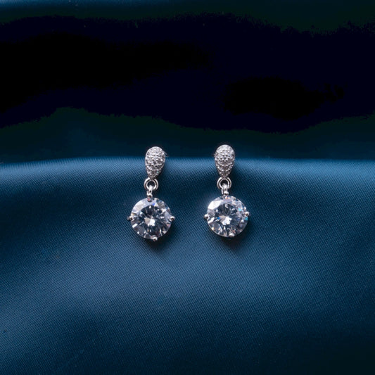Double Round Crystal Drop Earrings